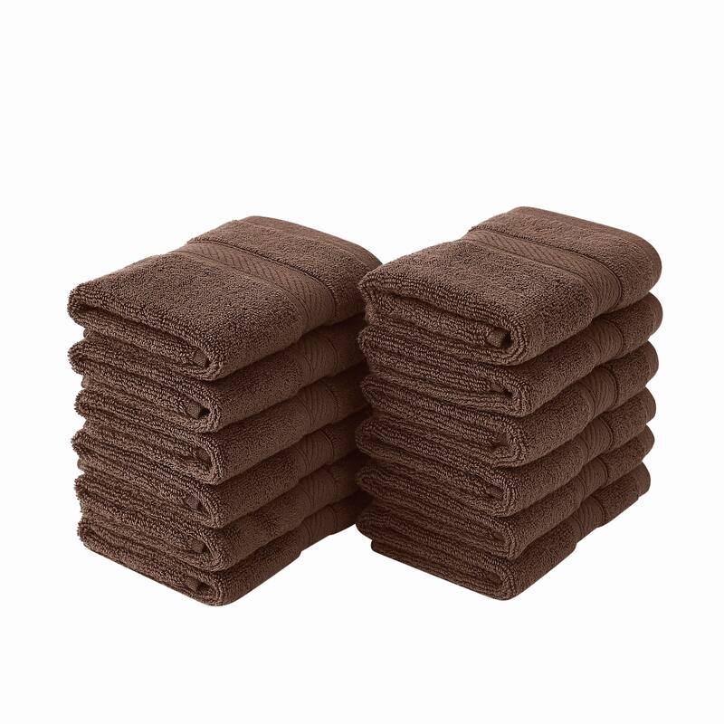 Royal Velvet Regal Plush Towel Collection - 12 Wash Cloths - Brown
