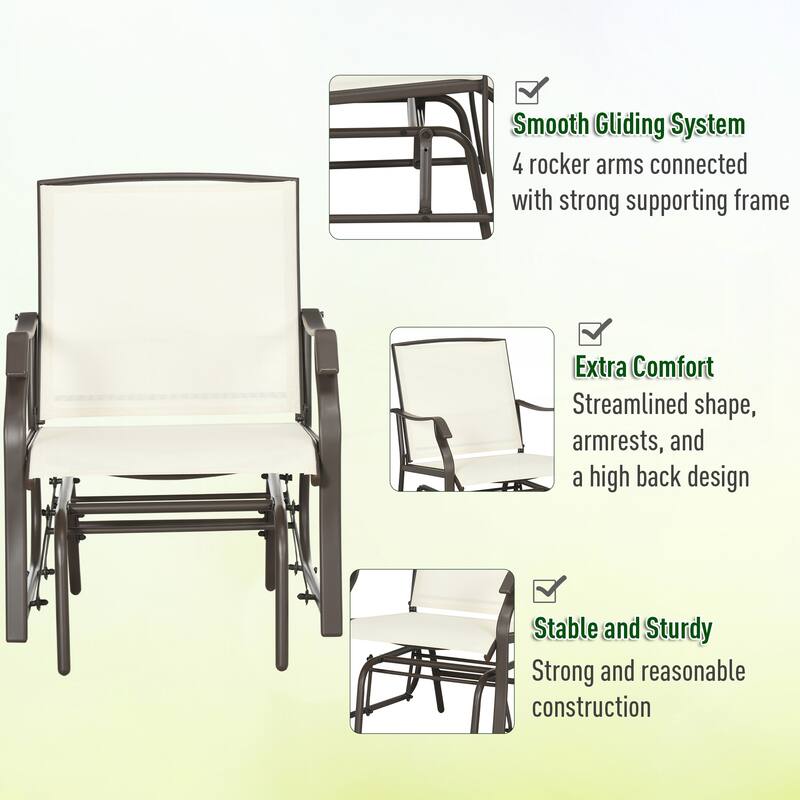Outsunny 3 Piece Outdoor Glider Chair with Coffee Table