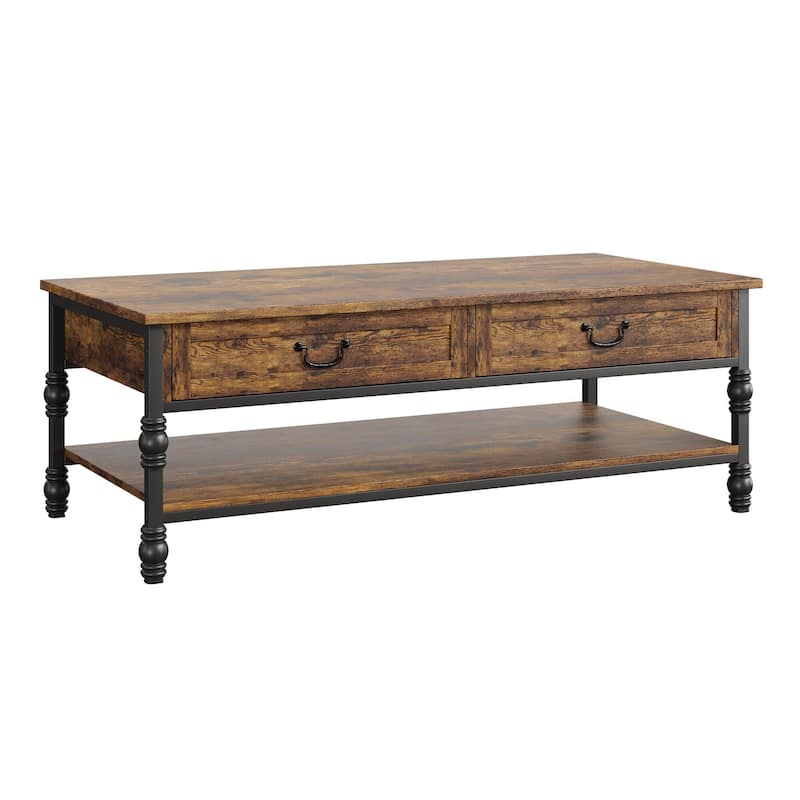 41" Coffee Table with 2 Storage Drawers, Rustic Coffee Tables