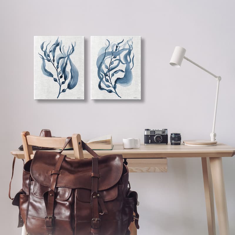 Stupell Fluid Blue Herbs Canvas Wall Art Design By Carol Robinson (Set of 2)
