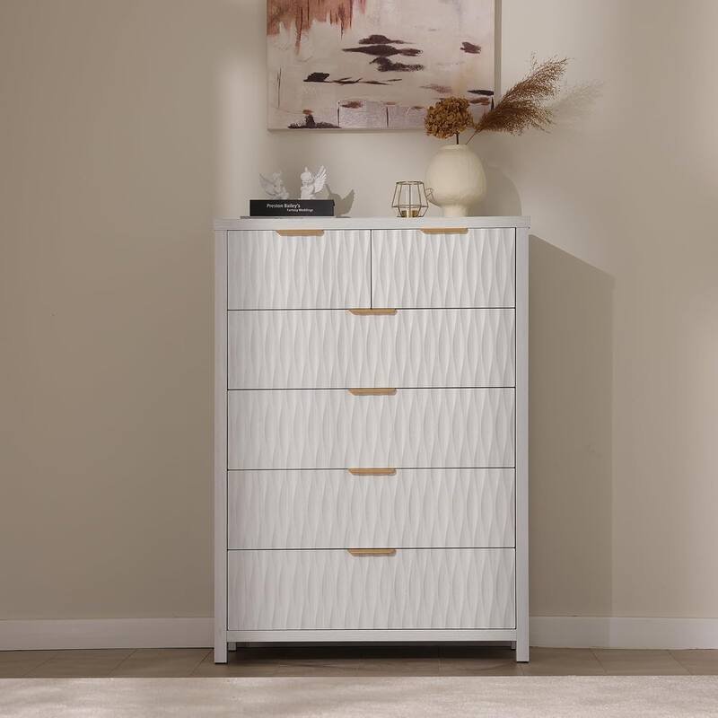 Fluted Bedroom Dresser Drawers TV Stand Drawer Organizer