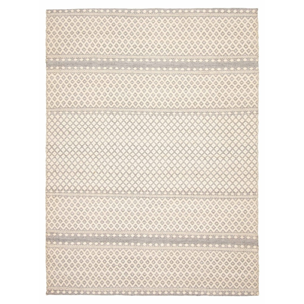 ECARPETGALLERY Hand Tufted Sienna Cream Wool Rug - 5'6 x 7'7
