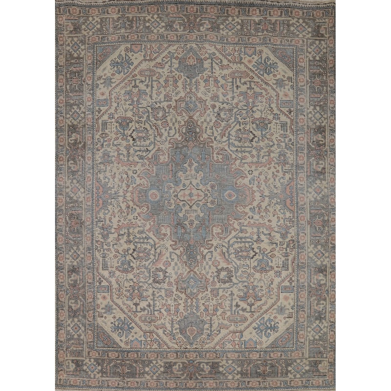 Geometric Tabriz Persian Area Rug Handmade Oriental Wool Carpet - 6'7"x 9'2"