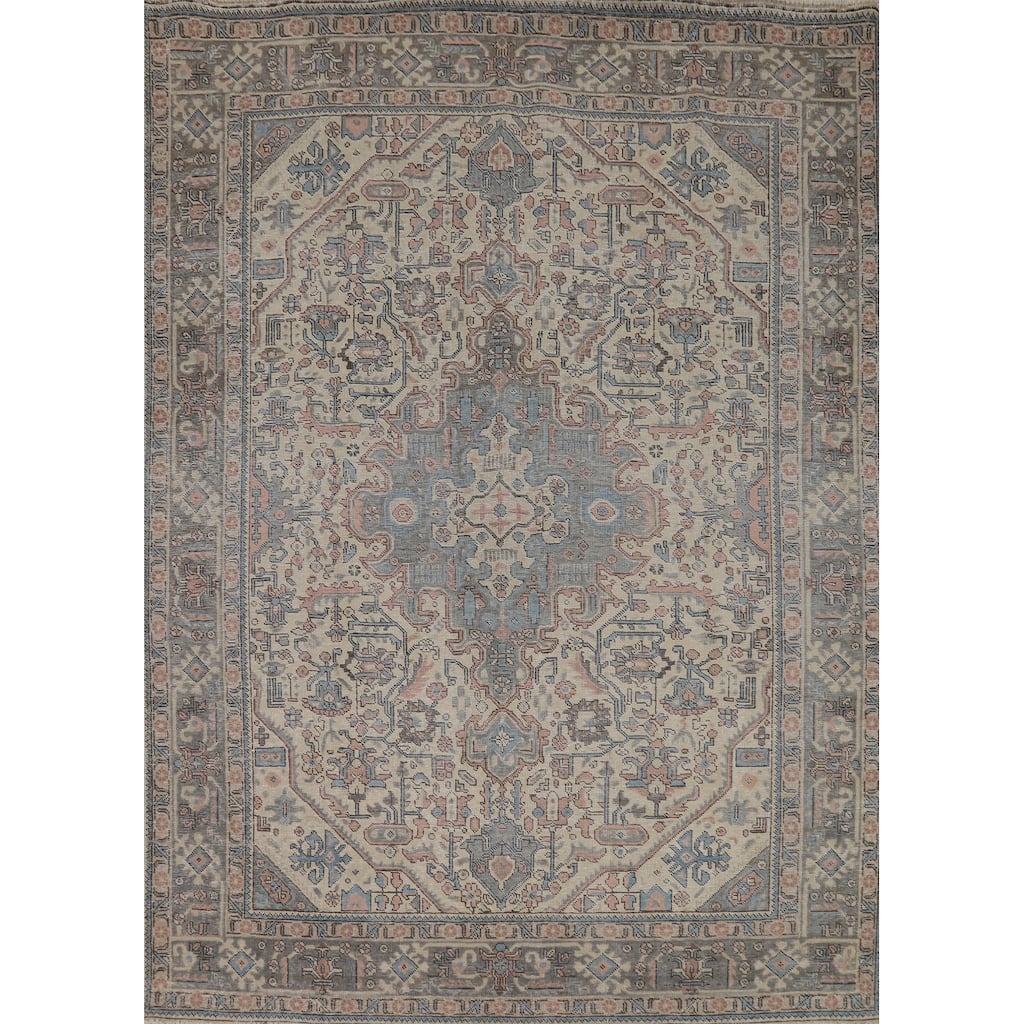 Geometric Tabriz Persian Area Rug Handmade Oriental Wool Carpet - 6'7"x 9'2"