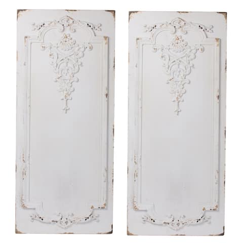 A&B Home Prasoon Weathered Textured White Wall Panels (Set of 2)
