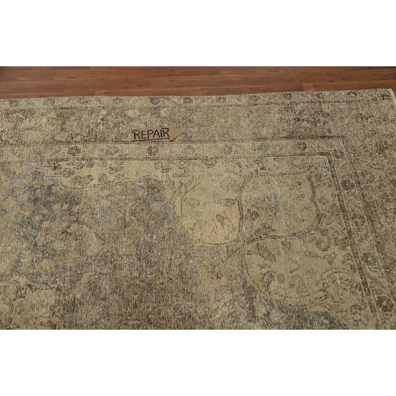 Hand Knotted Oriental 100% Wool Carpet Traditional Floral Greys & Charcoal Bakhtiari Area Rug - 11' 10'' X 8' 8''