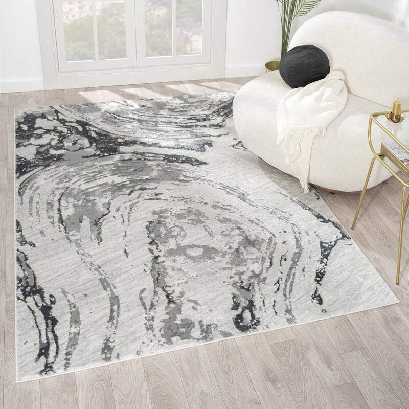 Luxe Weavers Marble Swirl Area Rug, Stain-Resistant Carpet - 8x10 - Grey