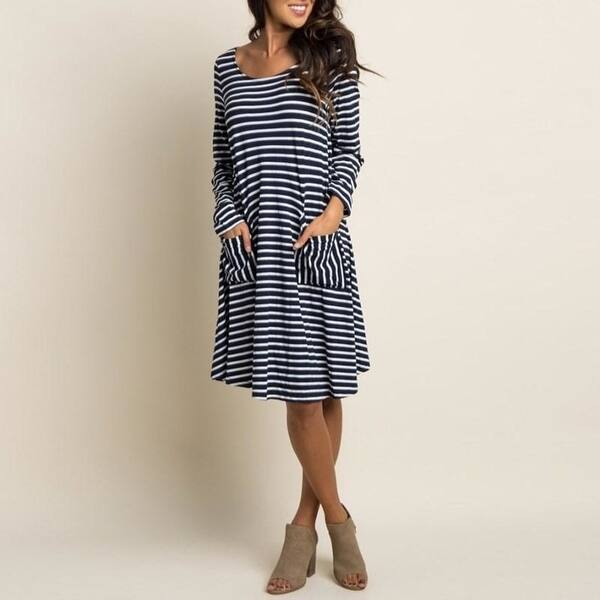 Shop Striped Dresses 2018 Spring Women Dress Long Sleeve O Neck