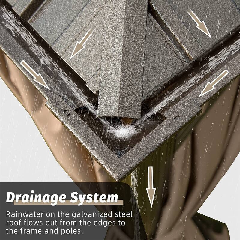 12'x12' Outdoor Aluminum Hardtop Gazebo with Double Roof, Curtains, and Netting for Patio and Backyard