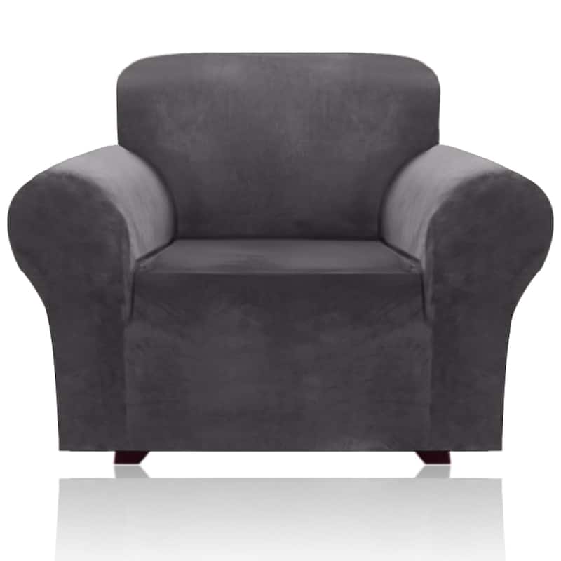 1-Piece Stretch Velvet Plush Sofa Slipcover