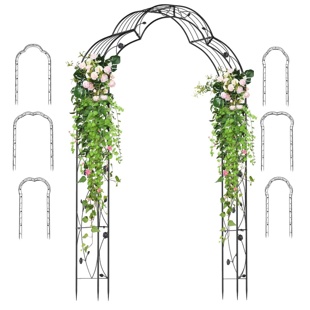 Gymax 99'' Tall Garden Arch Arbor Trellis w/6 Combination Ways & 2