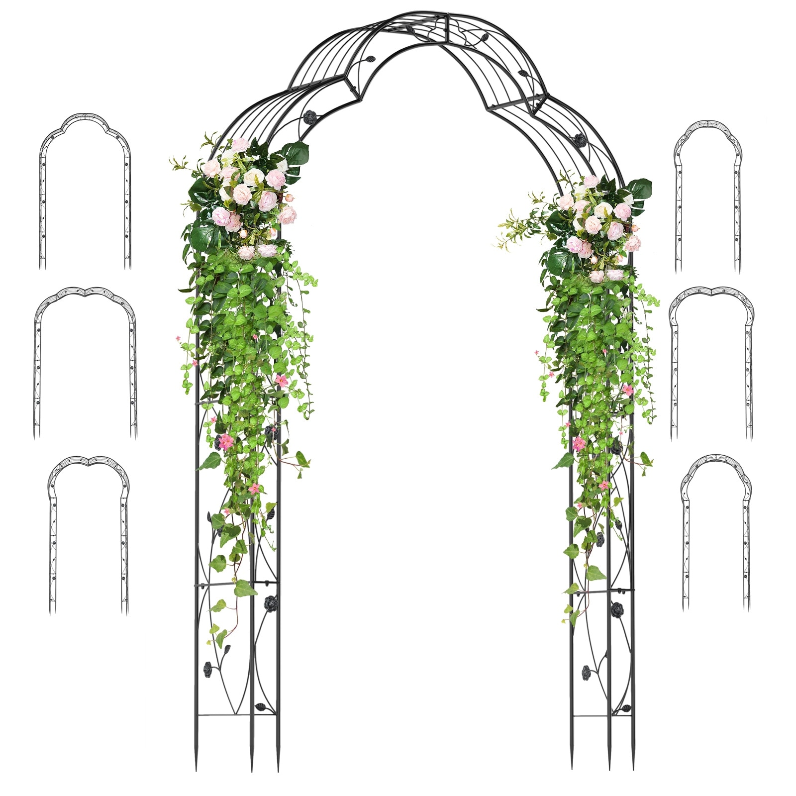 Gymax 99'' Tall Garden Arch Arbor Trellis w/6 Combination Ways & 2
