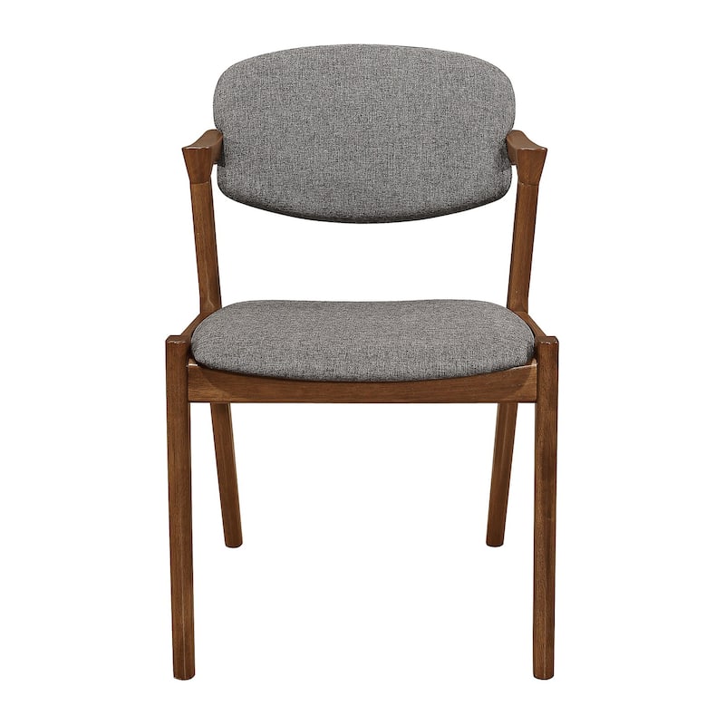 Set of 2 Dining Side Chairs in Grey and Dark Walnut