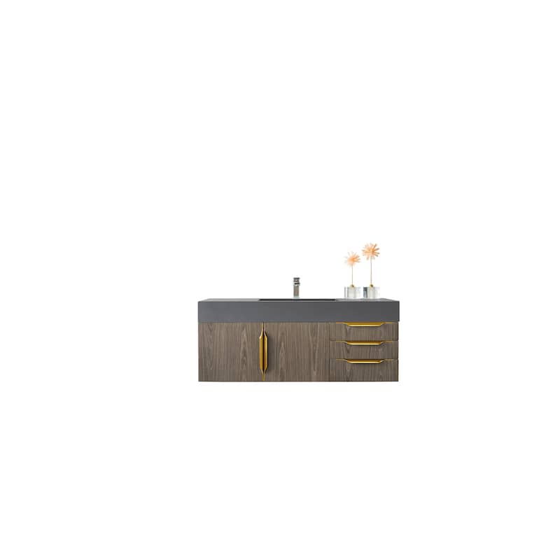 James Martin Vanities Mercer Island 48" Single Vanity, Ash Gray with Radiant Gold Hardware