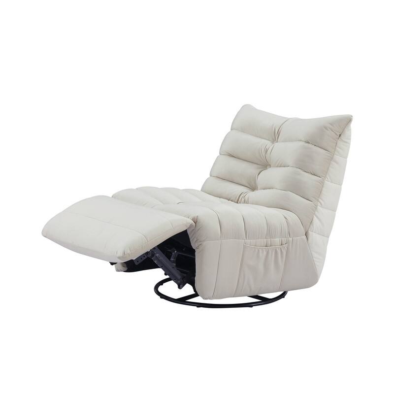 29.1" velvet off-white lazy lift sofa chair with arm pockets