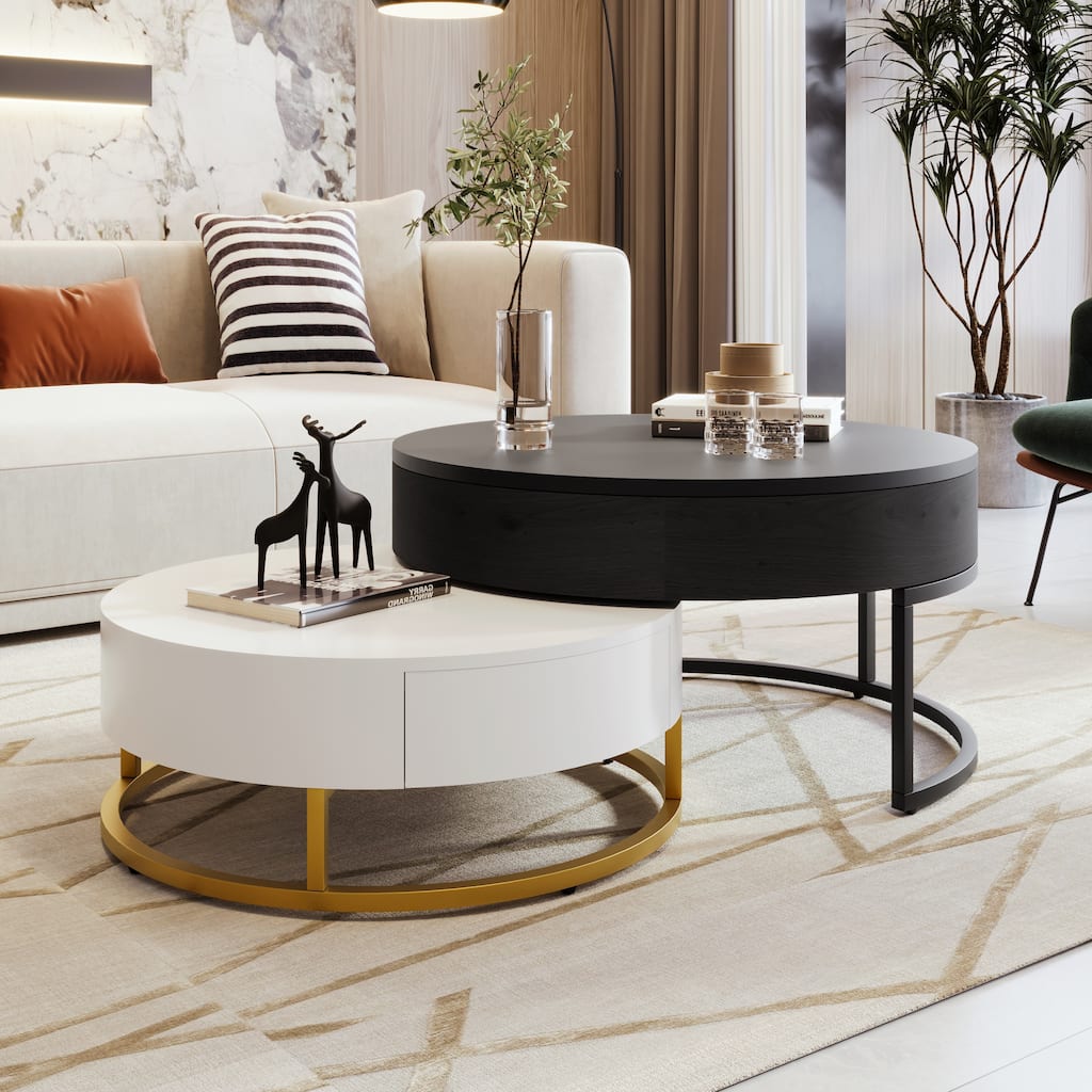 Modern Round Lift top Nesting Coffee Tables