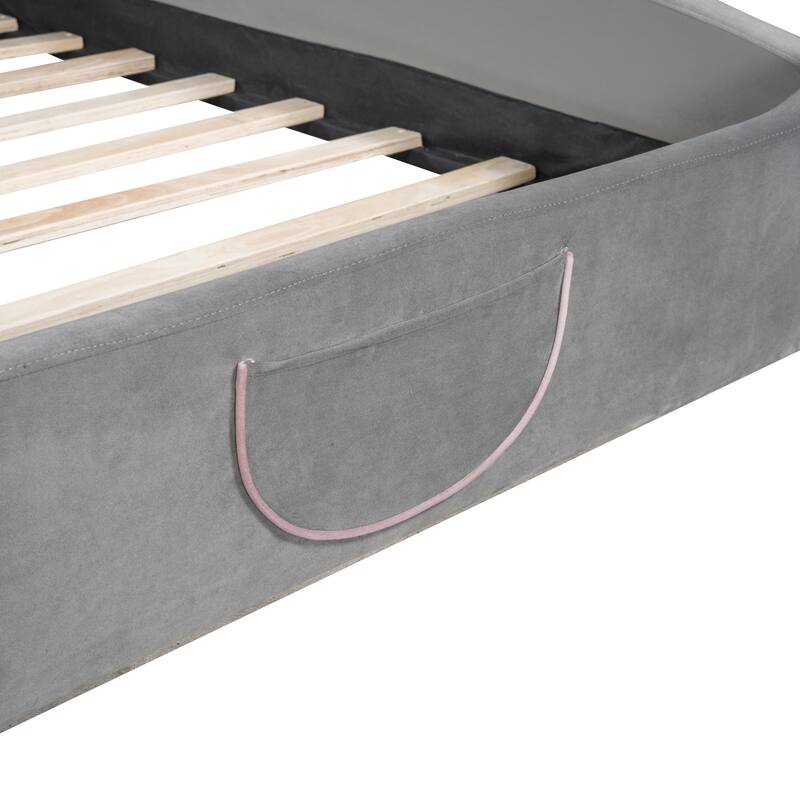 Full Size Bear-Shaped Platform Bed with Storage Pockets - Fun and Functional