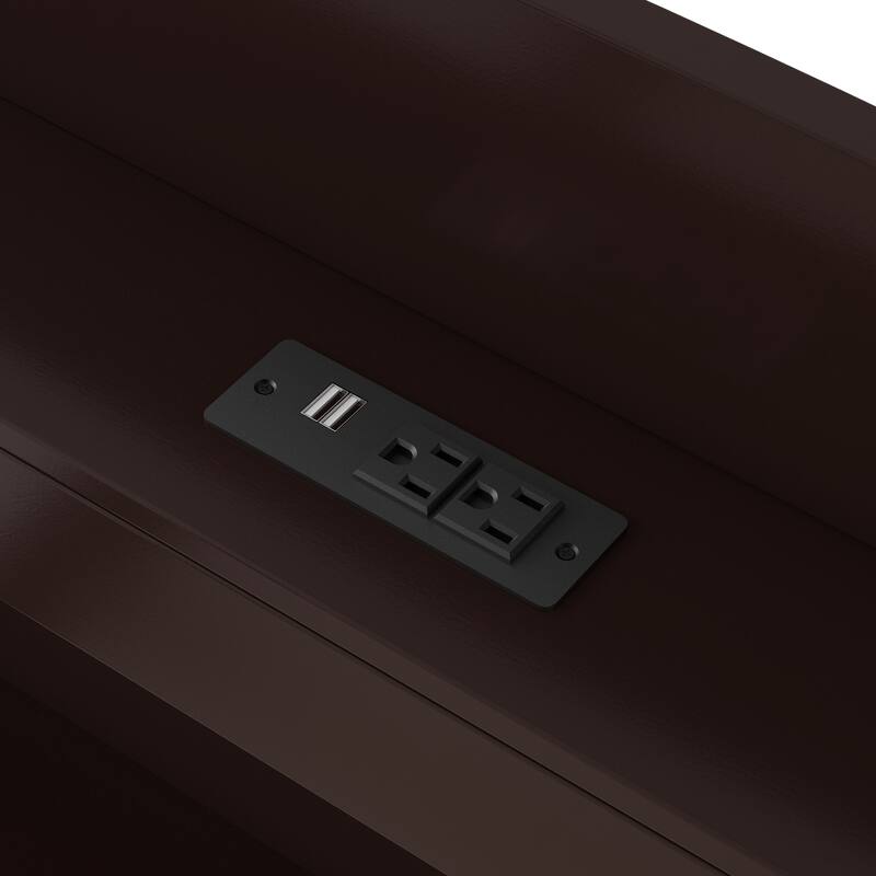 Twin XL Platform Bed with Storage, LED Headboard, Charging Station, Trundle, and Drawers, Dark Brown