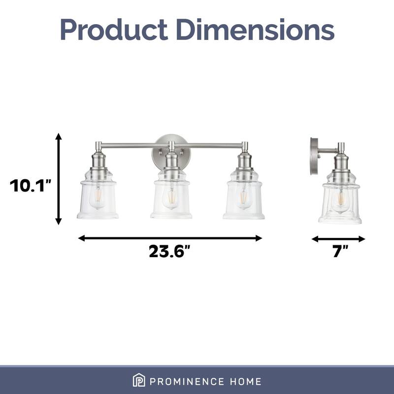 Prominence Home Eaton Ridge Industrial Farmhouse Bathroom Vanity Light, Brushed Nickel - Brushed Nickel