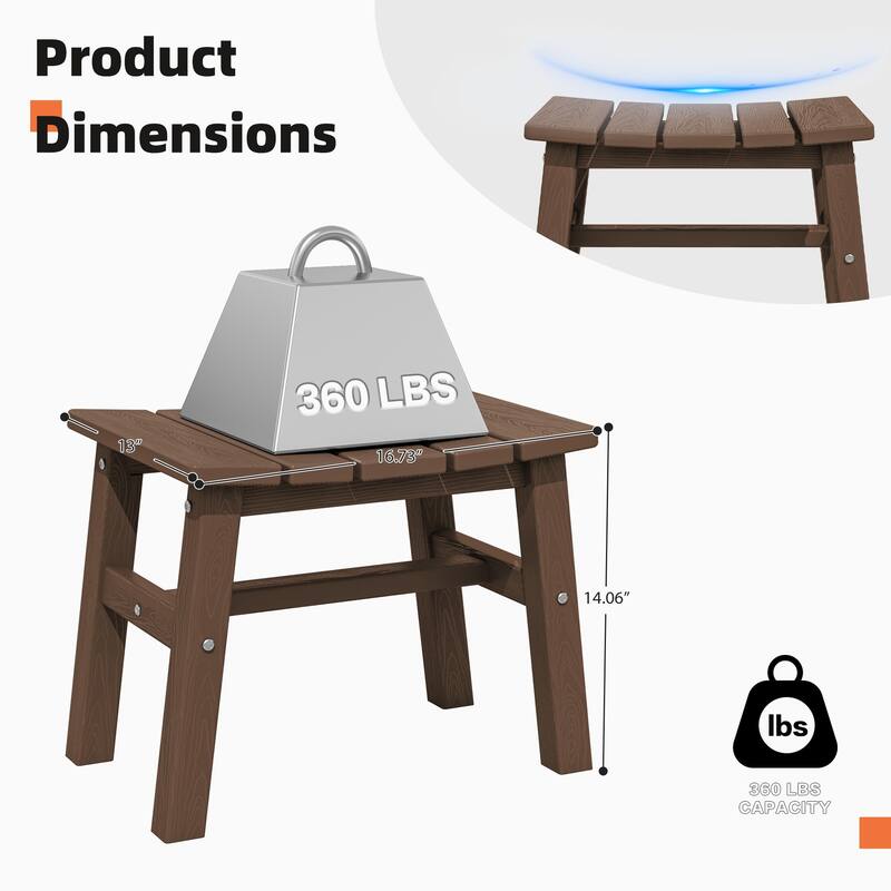 Outdoor Patio HDPE Ottoman Footstool, Extra Seat