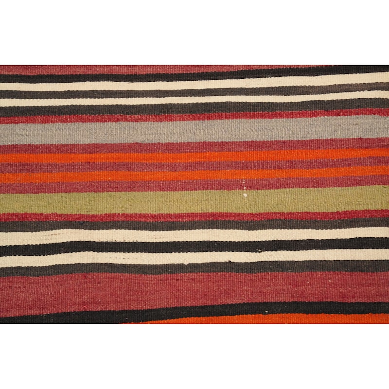 Hand Woven Oriental 100% Wool Carpet Southwestern Tribal Multi-Colored Kilim Area Rug - 11' 5'' X 5' 1''