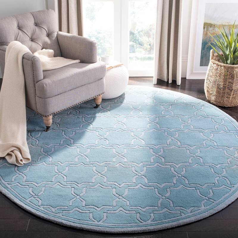 SAFAVIEH Handmade Chatham Hasmik Modern Moroccan Wool Rug - 7' Round - Grey