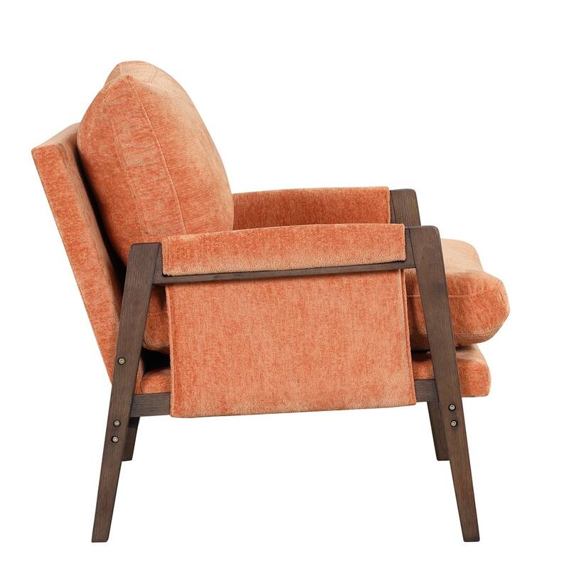 Mid-Century Velvet Living Room Accent Leisure Armchair with Solid Wood