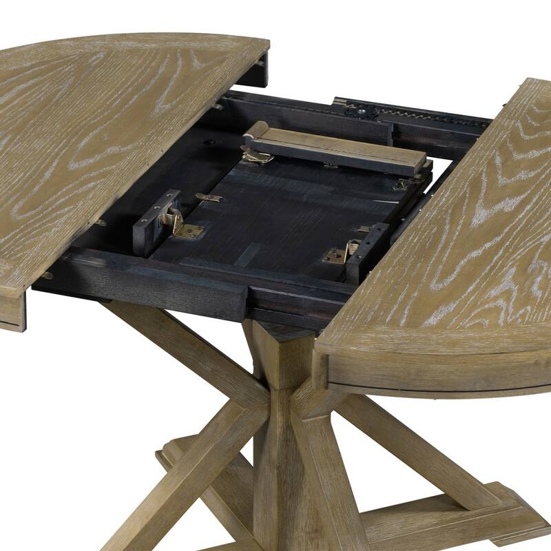 Functional Retro Extendable Solid Wood Dining Table with a 12" Leaf