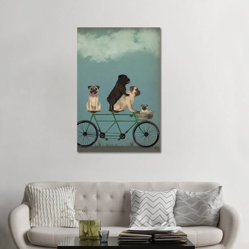 iCanvas "Pug Tandem" by Fab Funky Canvas Print - 48x32x1.5