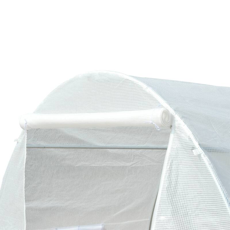 Outsunny Replacement Greenhouse Cover Tarp with Windows for Ventilation & Zipper Door, White