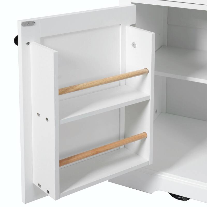 54.9" Kitchen Island with Drop Leaf, Power Outlet, Kitchen Storage Cart