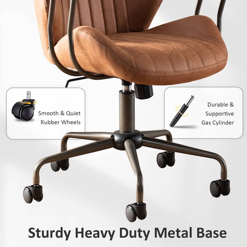 OVIOS Suede Fabric Ergonomic Office Chair Desk Chair Lumbar Support