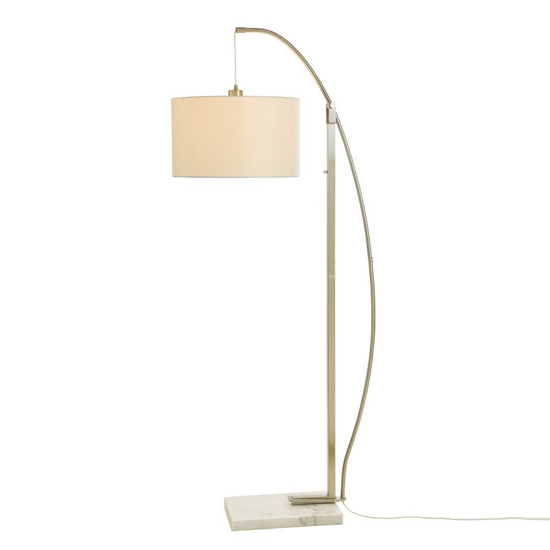 StyleCraft Ellison Arc Floor Lamp - Brushed Steel - White Shade