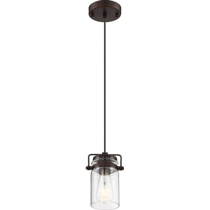Antebellum 1-Light Mini Pendant Fixture Mahogany Bronze Finish with Clear Glass - N/A