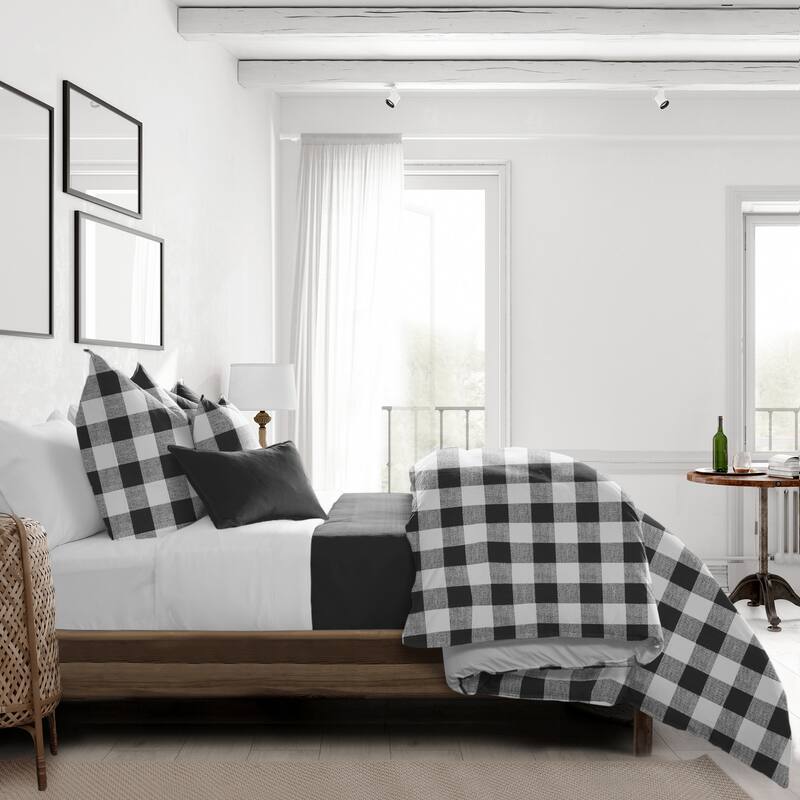 Lumberjack Check White/Black Duvet Cover and Pillow Sham(s) Set