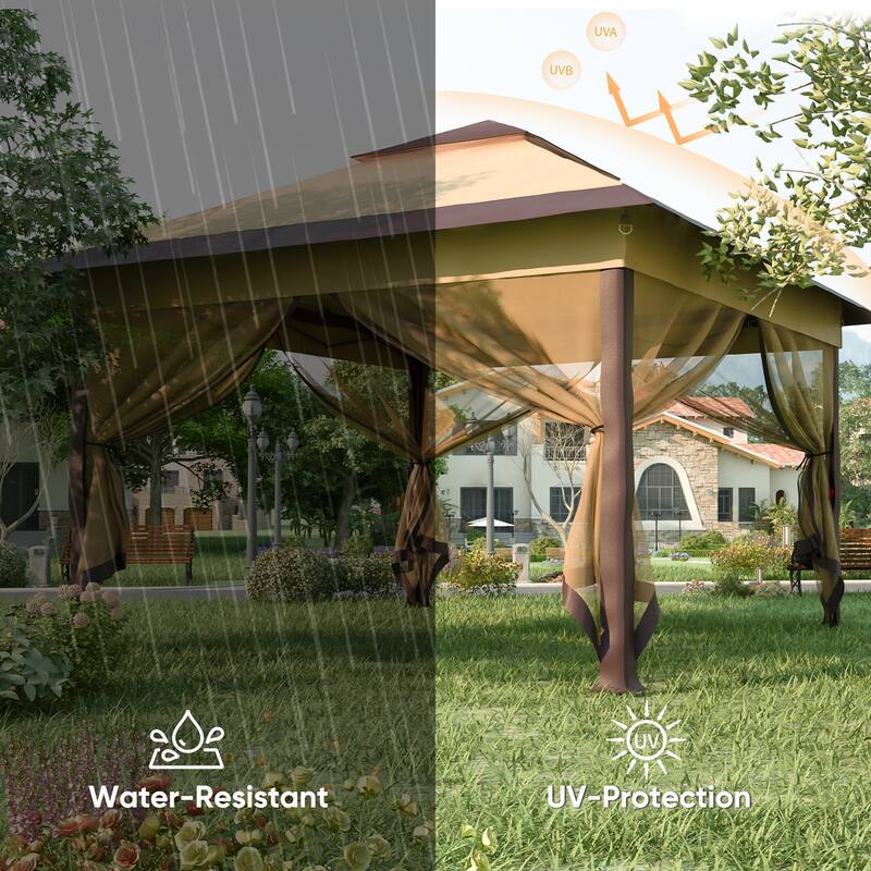 Ainfox 11x11ft Gazebo Outdoor Pop up Canopy with Mosquito Net and Carry Bag