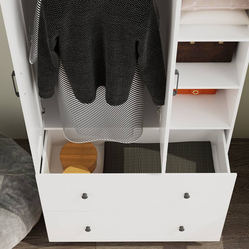 Scalable Hanging Rod Wardrobe Closet Armoire Mirror Space Saving