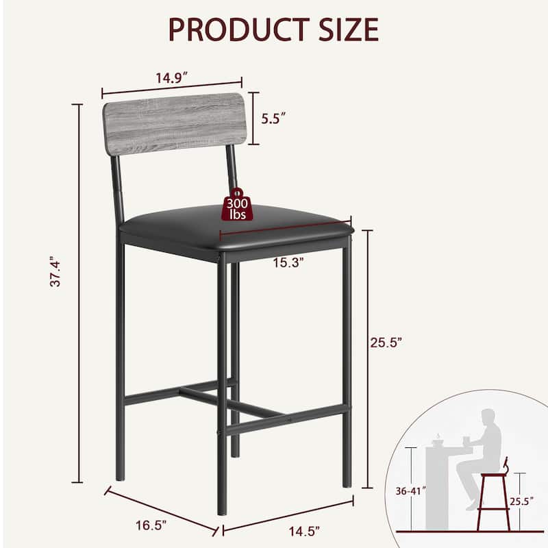 Bar Stools Set of 4, Kitchen Bar Stools with Footrest