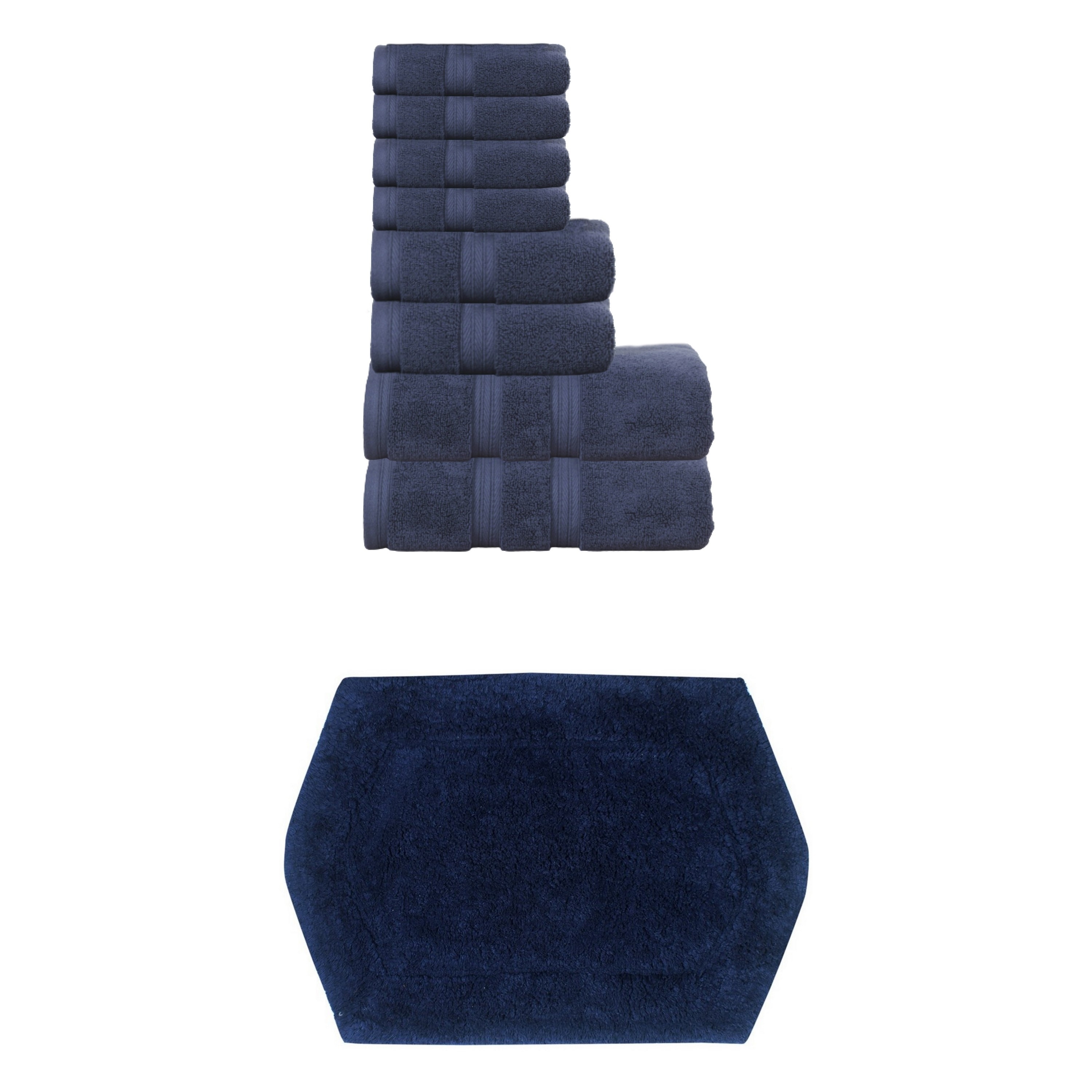 Home Weavers Waterford Collection 100% Soft Cotton 8 Pc Bath Towel Set & 1 Pc 17x24" Bath Rug, Machine Wash & Non Slip(Set of 9)