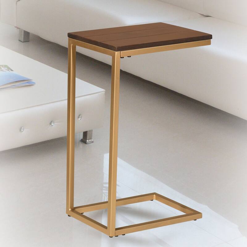 25.25" Brown and Gold Computer Tray Table with Rectangular Top