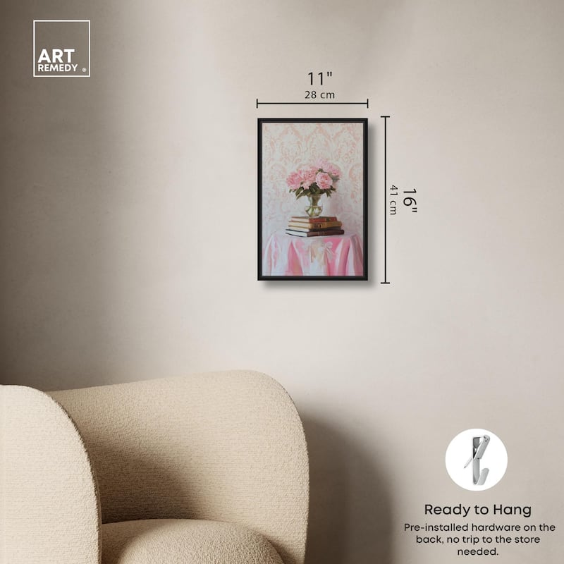 Pink Peonies on Books Canvas by Art Remedy
