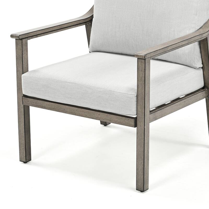 4-Piece Aluminum Patio Conversation Set with End Table and Cushions