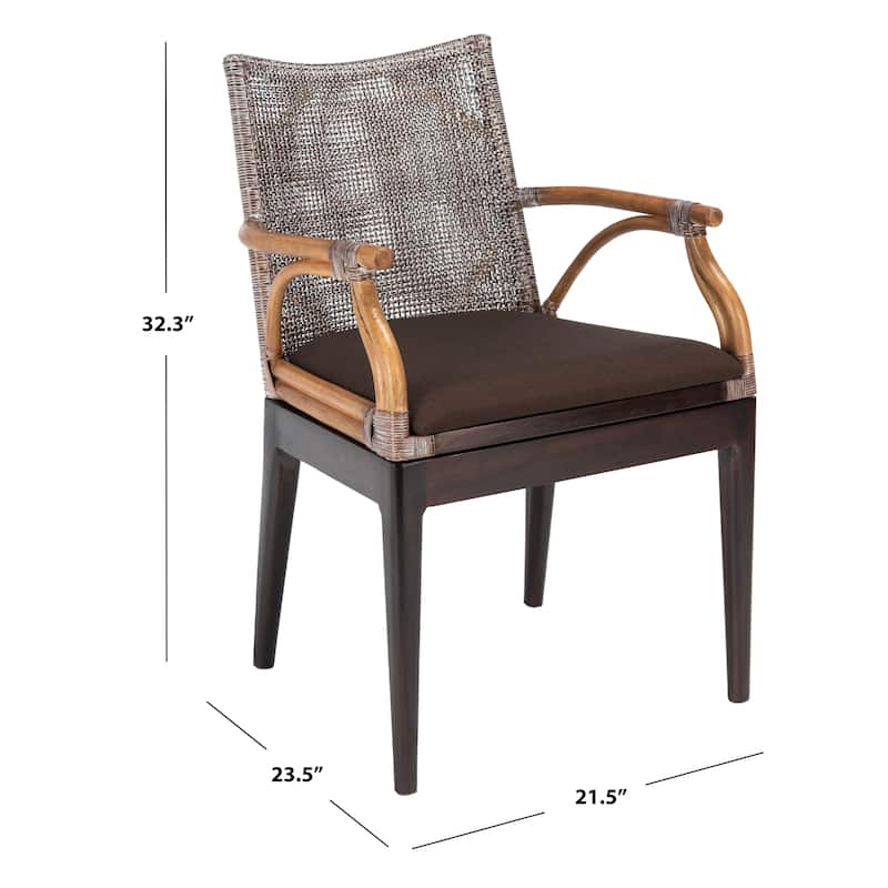 SAFAVIEH Gianni Tropical Coastal Cushion Arm Chair - 21.5" W x 23.5" L x 32.3" H
