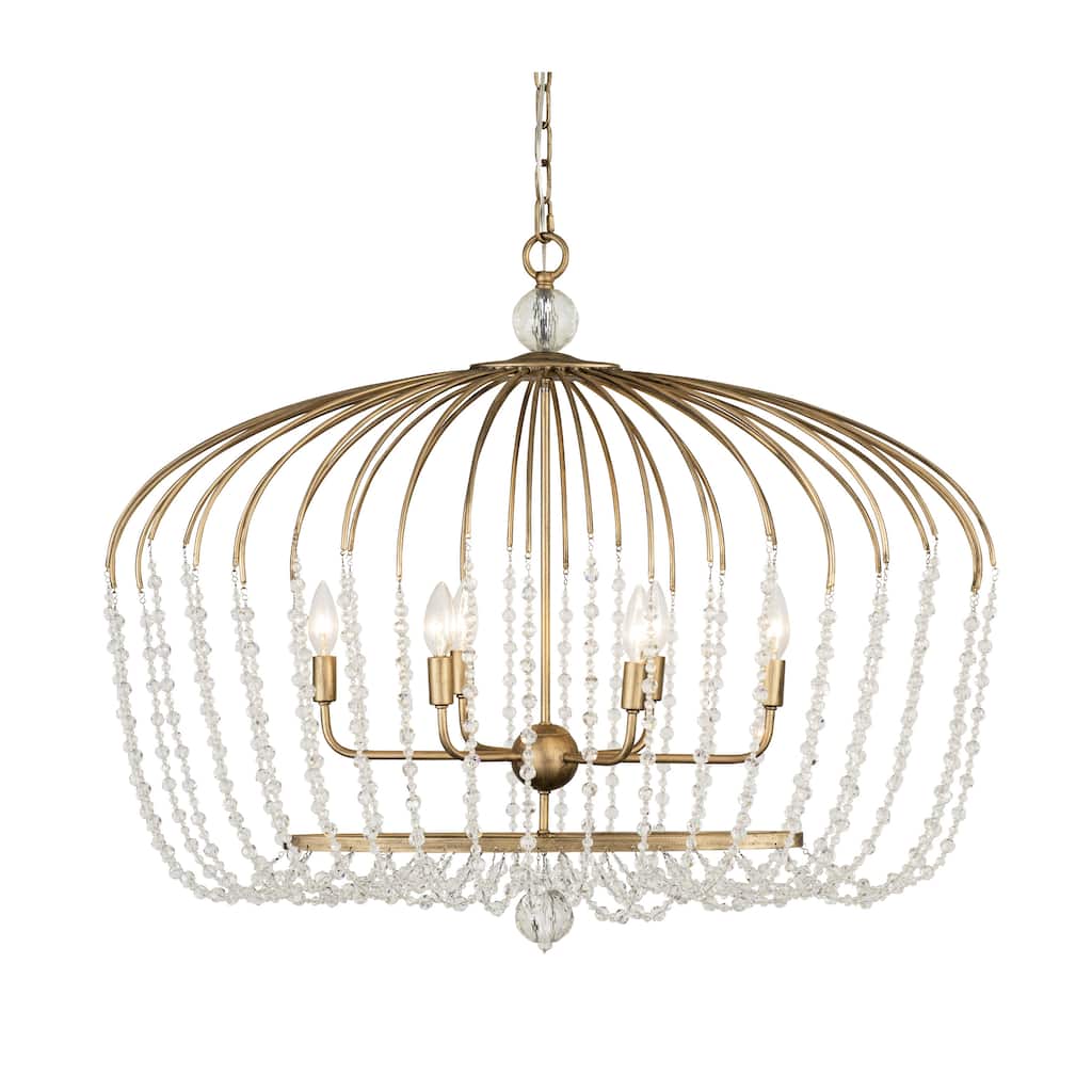 Varaluz Voliere 6-light Havana Gold Crystal Oval Pendant