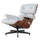 Mid Century Modern Lounge Chair and Ottoman with Real Leather