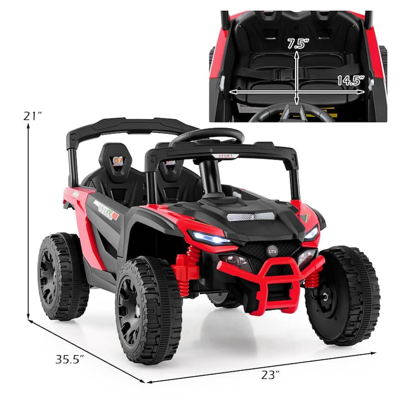 Electric UTV Ride On Car for Children with Lockable Doors Comfortable Seat Music and Lights - 35.5" x 23" x 21" (L x W x H)