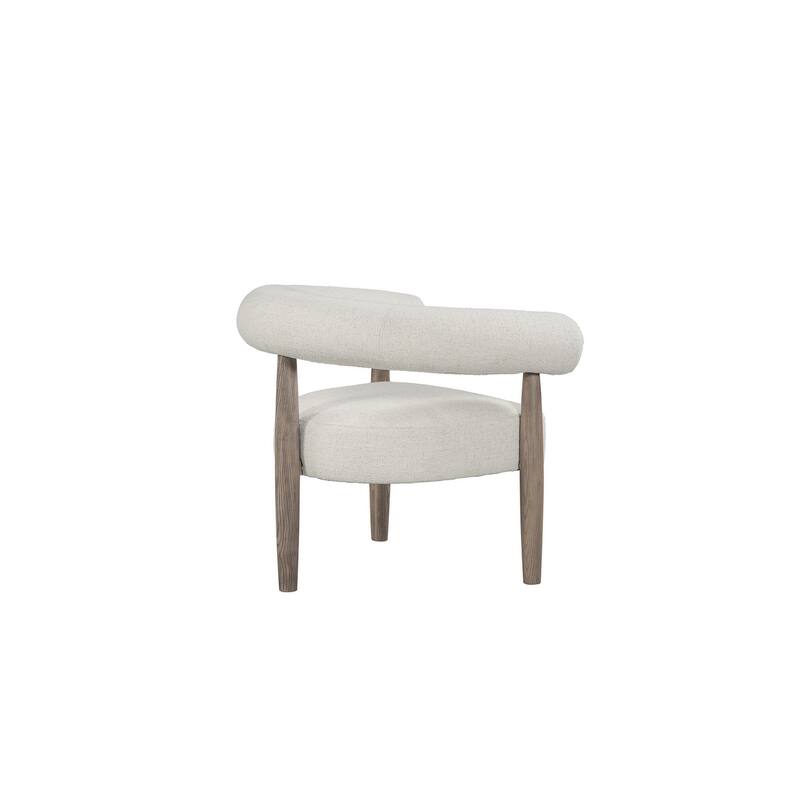 HomeRoots 29" Off White and Ash Gray Fabric And Wood Arm Chair - 29 in. x 30 in. x 33 in.