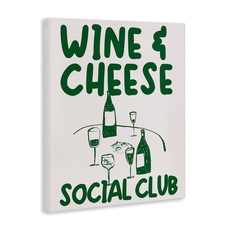 Stupell Wine & Cheese Social Club Canvas Wall Art Design By House of Lulu