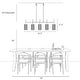 preview thumbnail 11 of 13, Tifany Modern 5-Light Black Chandelier Large Linear 45. IN Colored Glass Kitchen Island Lights - L 45.3" x W 4.3" x H 17.3"