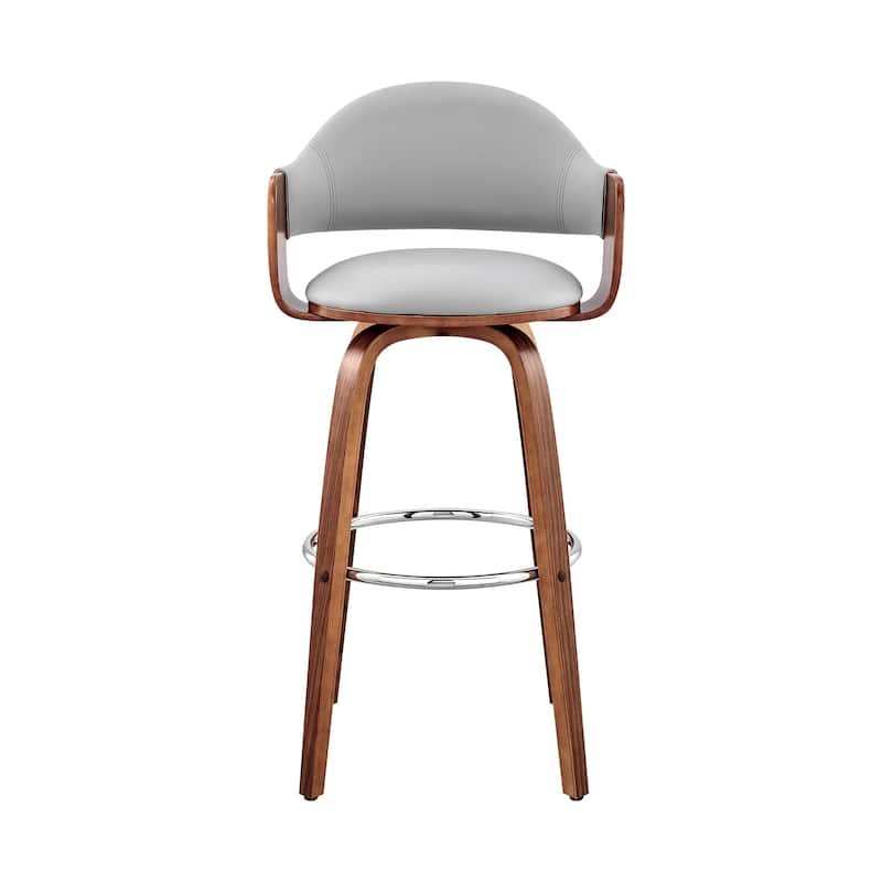 Daxton Mid-Century Swivel Bar Stool, Upholstered Counter Chair with Bentwood Legs